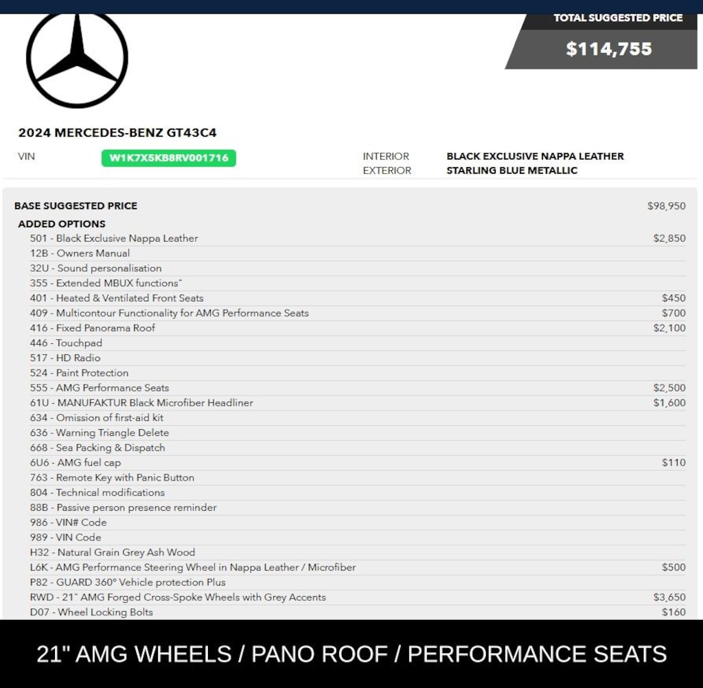 Used 2024 Mercedes-Benz AMG® GT 43 Base Hatchback