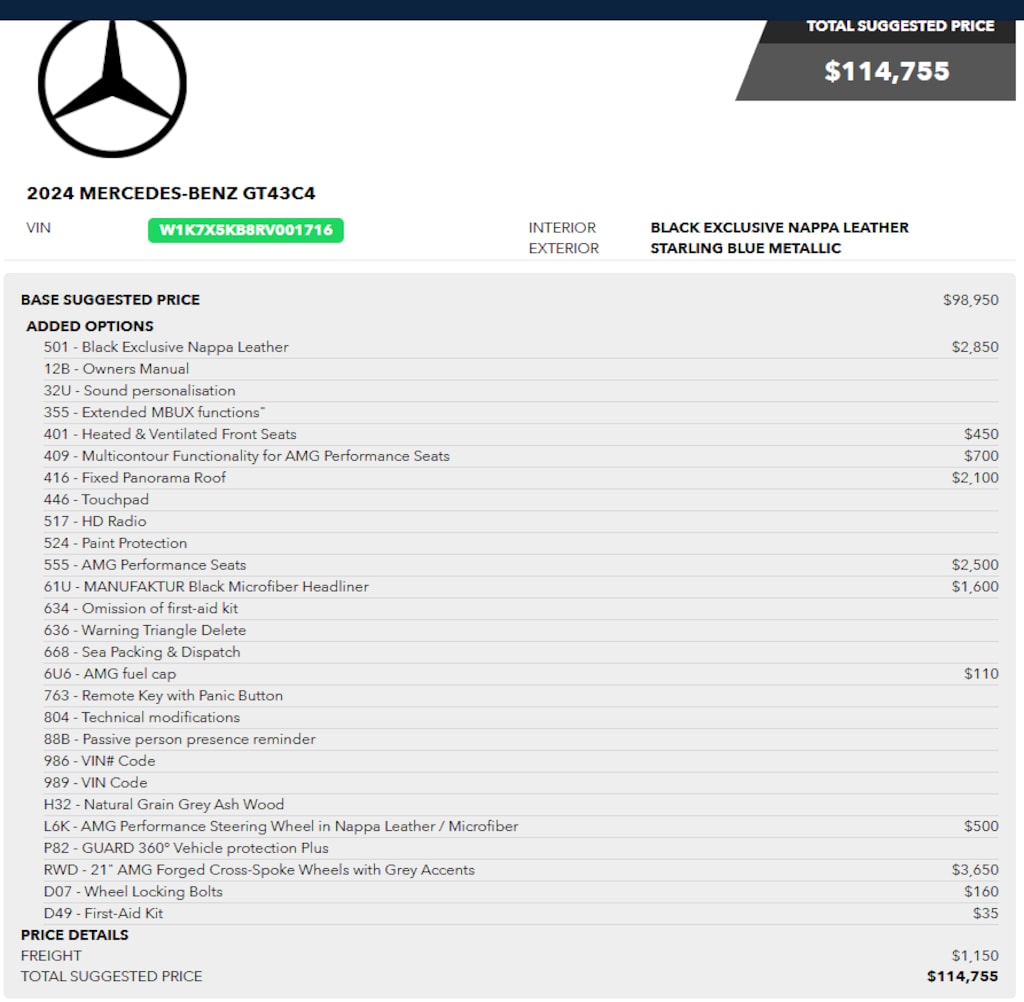 Used 2024 Mercedes-Benz AMG® GT 43 Base Hatchback