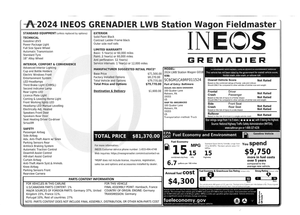 Used 2024 Ineos Grenadier Station Wagon Fieldmaster Edition SUV