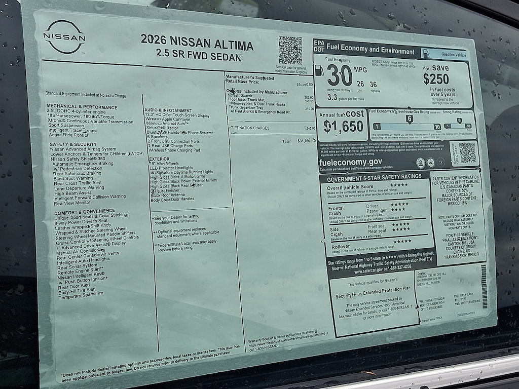 New 2026 Nissan Altima SR FWD Car