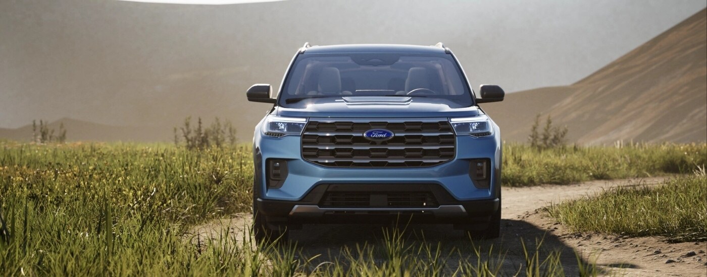 A blue 2025 Ford ExplorerActive parked off-road