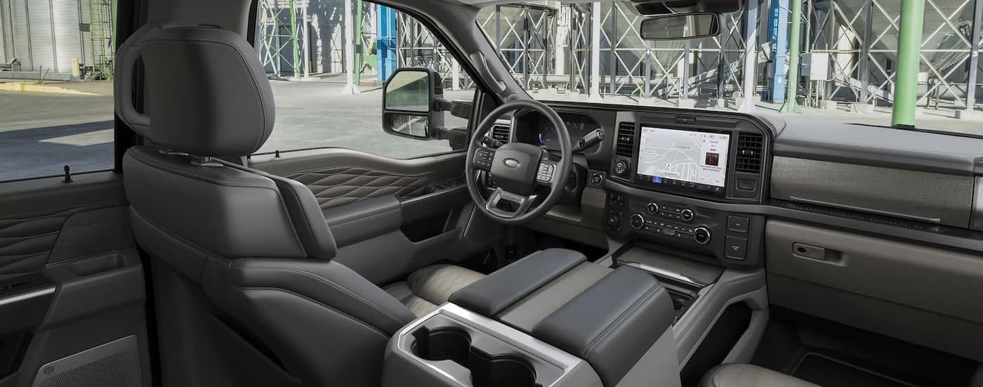 The gray interior in a 2025 Ford F-250.