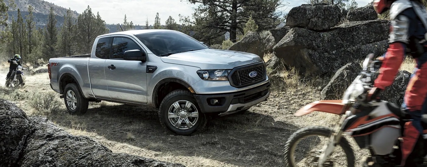 2022 Ford Ranger off-roading on a rocky trail