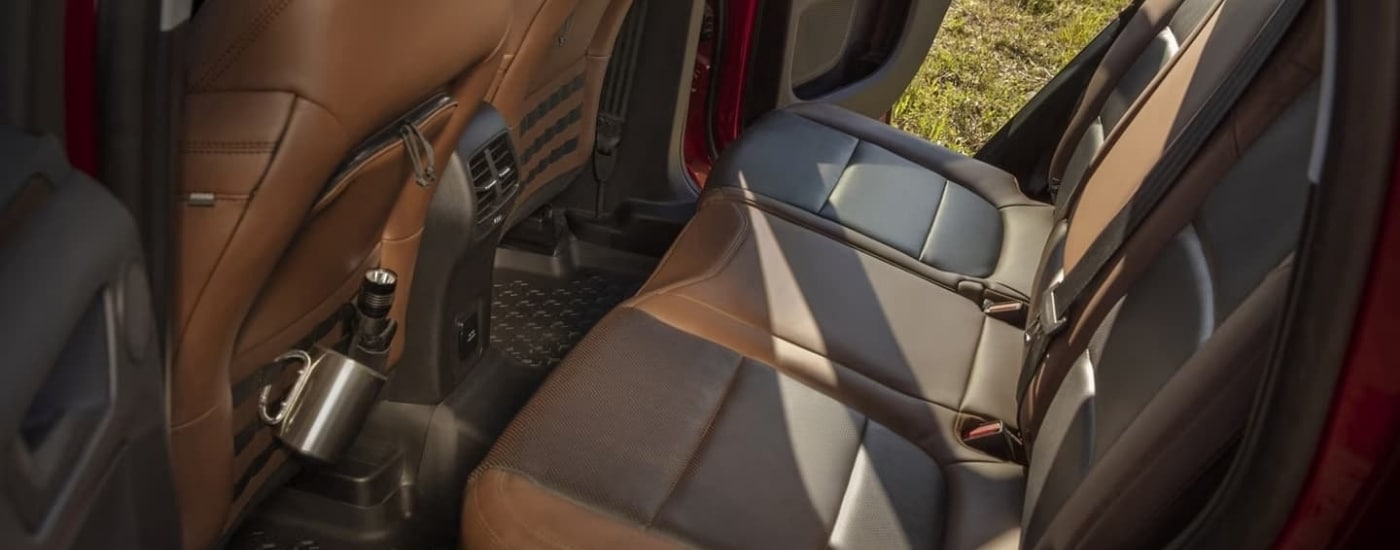 The brown leather interior is shown in a 2023 Ford Bronco Sport for sale.