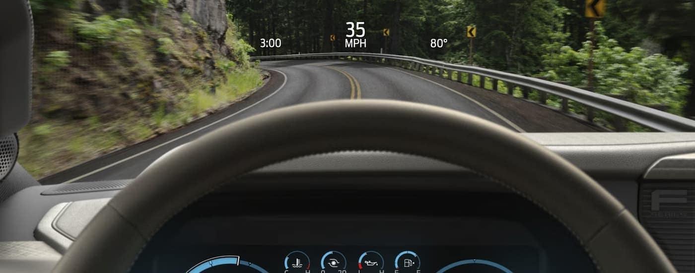 The heads up display in a 2025 Ford F-150.