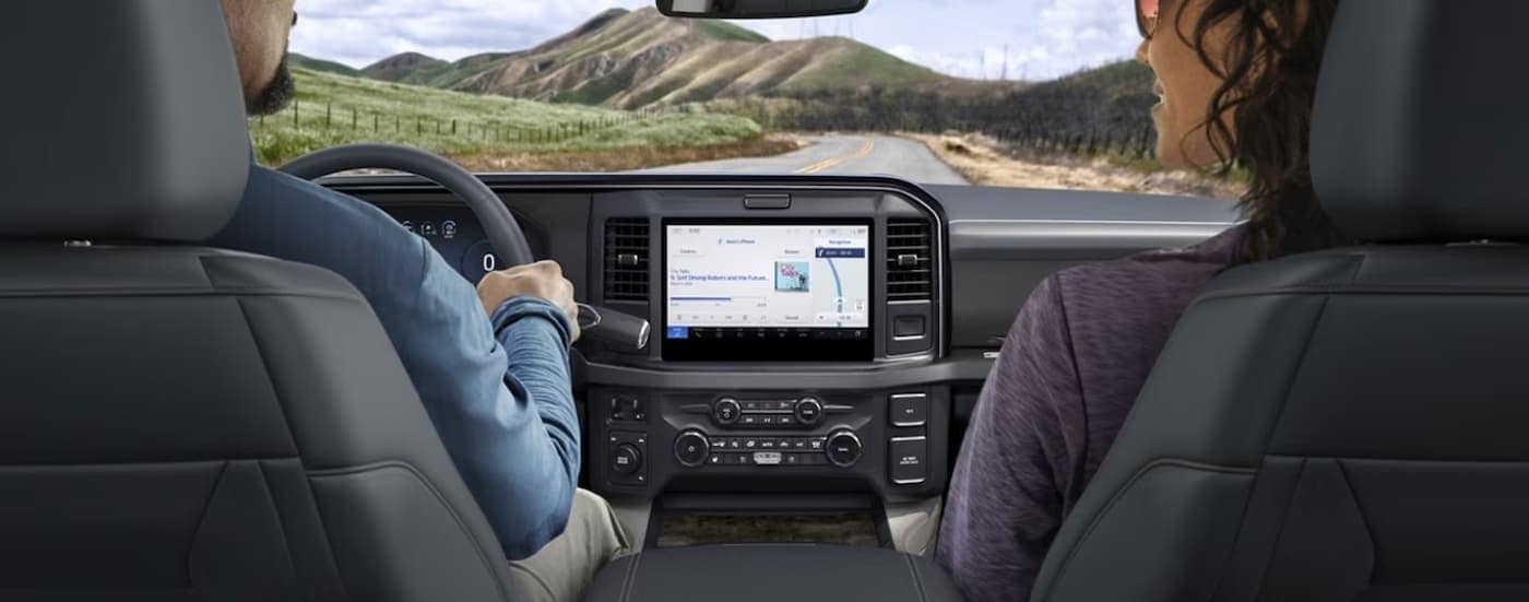 The black dash is shown in a 2025 Ford F-350 Super Duty.