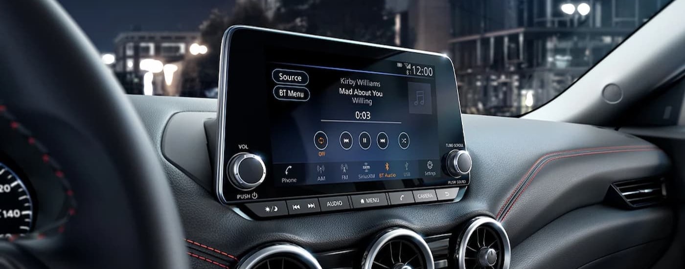 Close-up of an infotainment screen in a 2025 Nissan Sentra for sale near Wapakoneta.