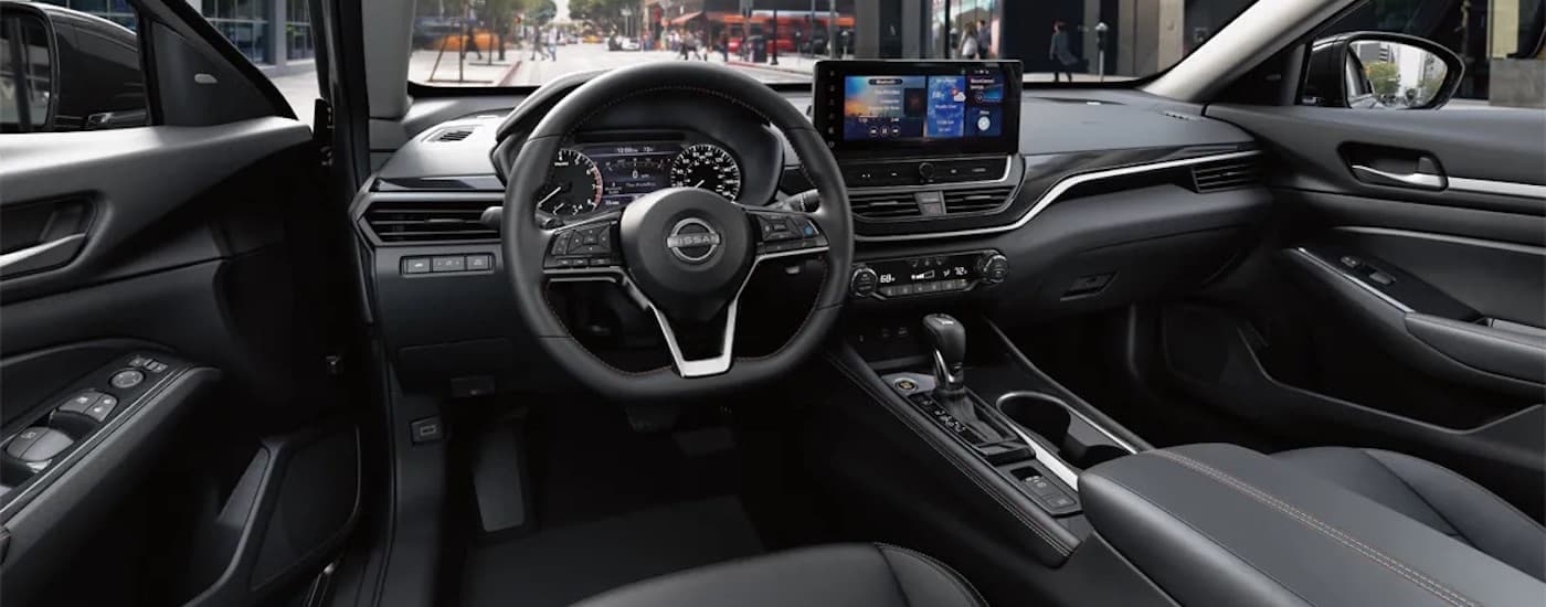 The black interior of a 2026 Nissan Altima.