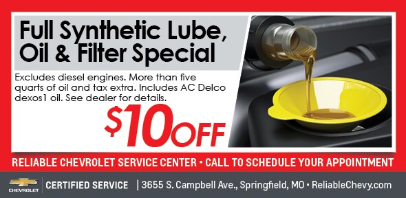 Oil Change Service | Reliable Chevrolet Service Coupon Springfield MO