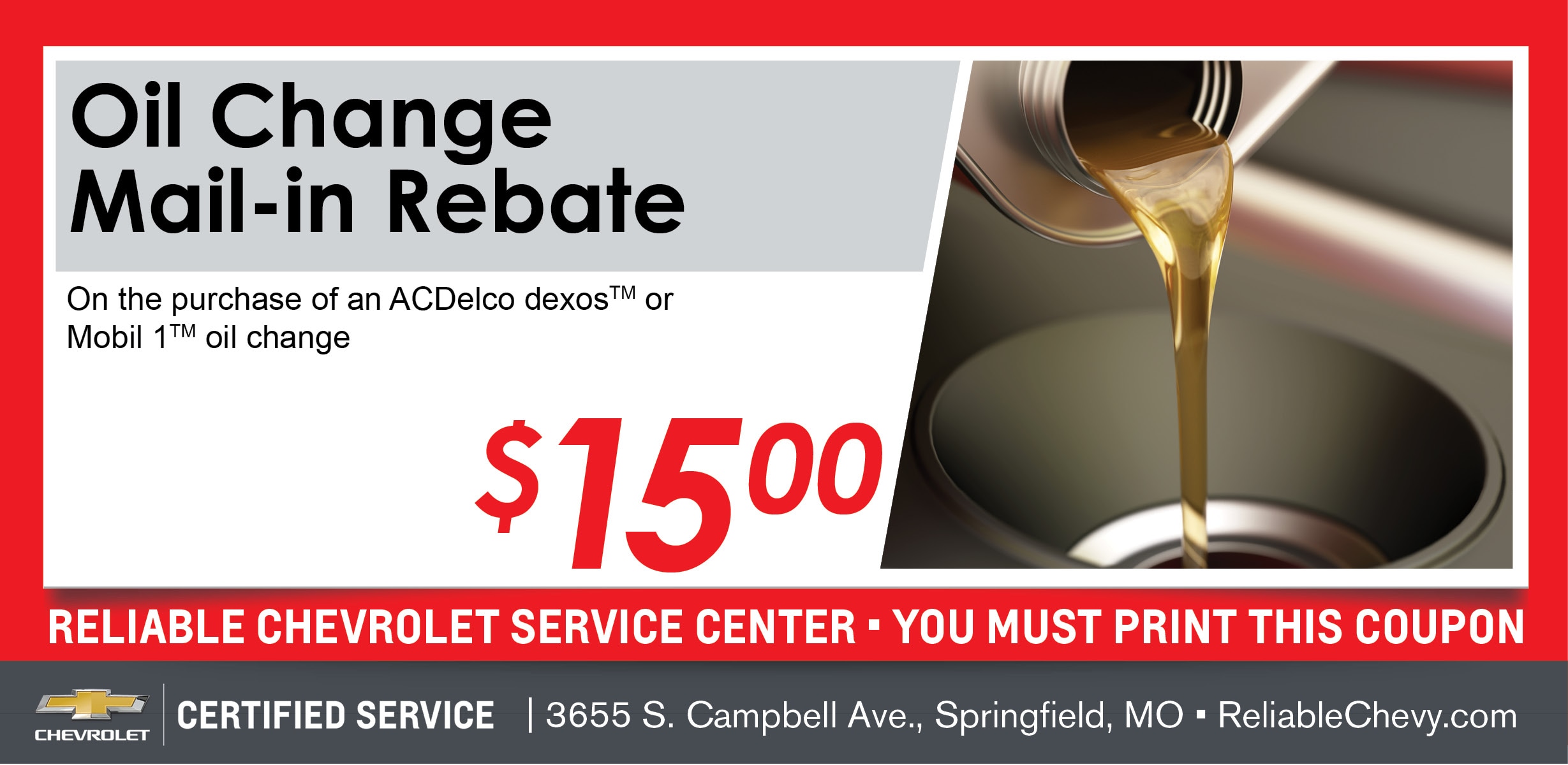 Chevy Oil Change Car Service Special Reliable Chevrolet Dealership