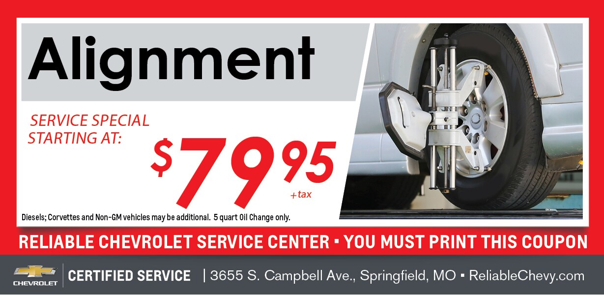Chevy Four Wheel Alignment Service Special Springfield MO