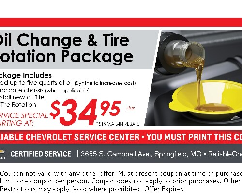 Karl chevrolet oil change coupon