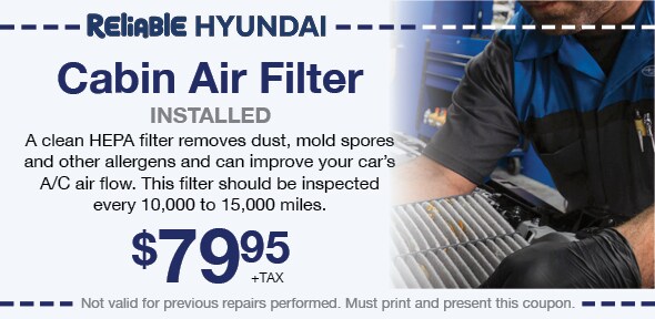 Cabin Air Filter Service Special, Springfield, MO Hyundai Service Coupon