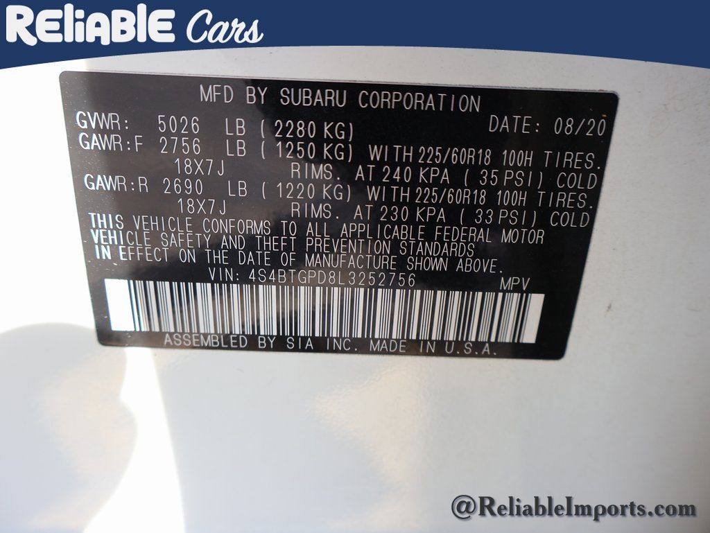 Used 2020 Crystal White Pearl Subaru Touring XT image 25