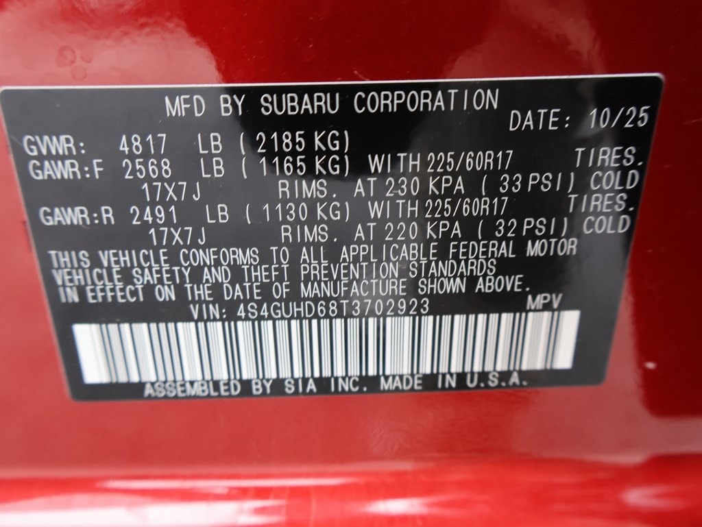 New 2026 Lithium Red Pearl Subaru Premium image 39