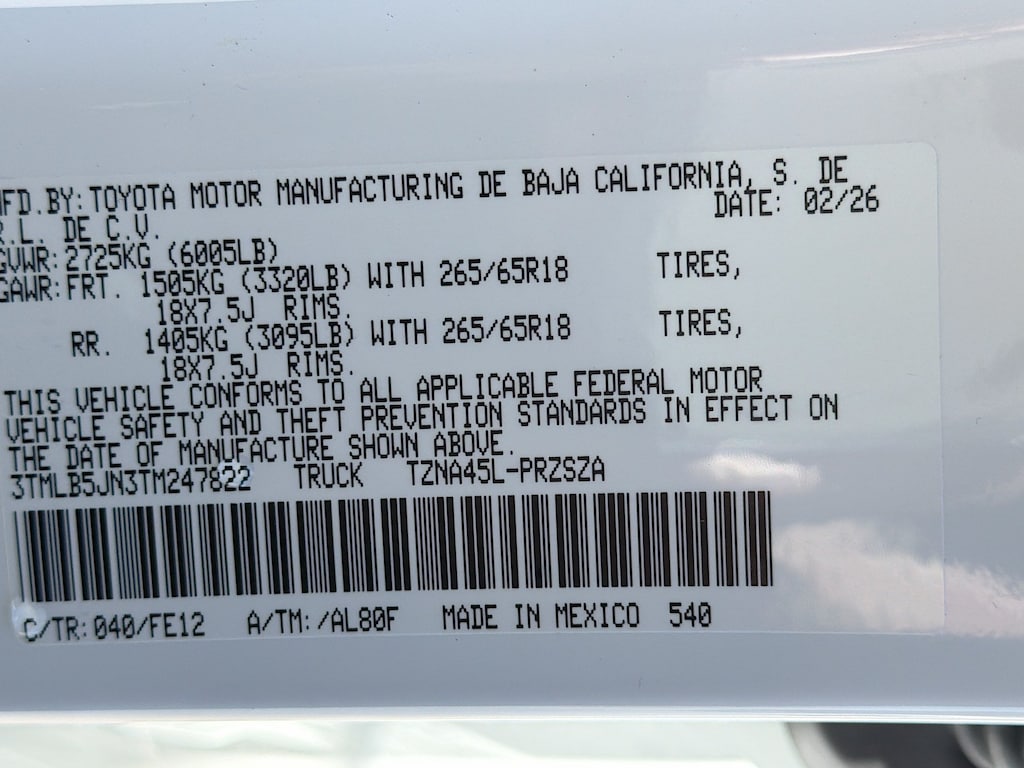 Certified 2026 Toyota Tacoma TRD Sport Truck Double Cab