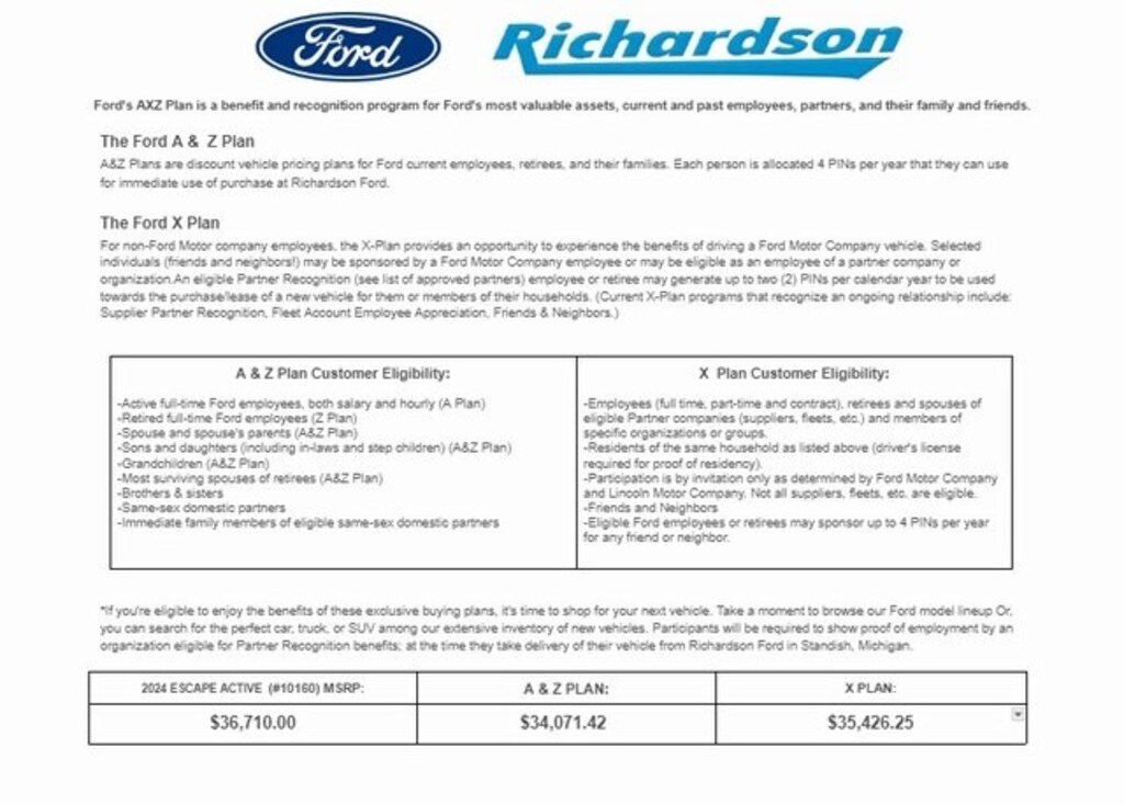 New 2024 Ford Escape For Sale Standish MI10160