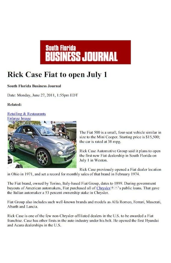 Rick Case Fiat In The News