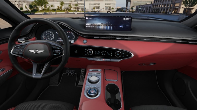 2024 Genesis GV70 Sevilla Red interior at Rick Case Genesis Davie