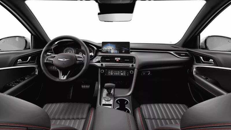 2024 Genesis G70 Colors at Rick Case Genesis Plantation in Obsidian Black with Red Stitching.png