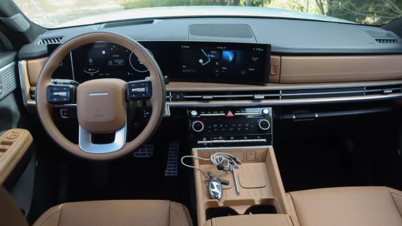 2024 Hyundai Santa Fe Pecan Brown Leather interior at Rick Case Hyundai Davie