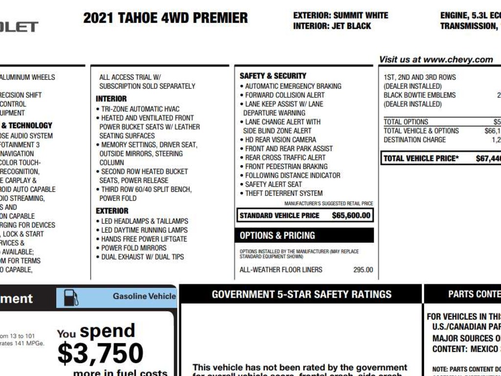 Used 2021 Chevrolet Tahoe Premier 4WD