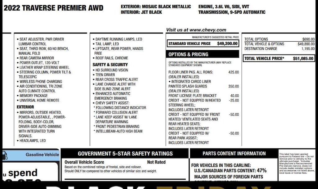 Used 2022 Chevrolet Traverse Premier AWD