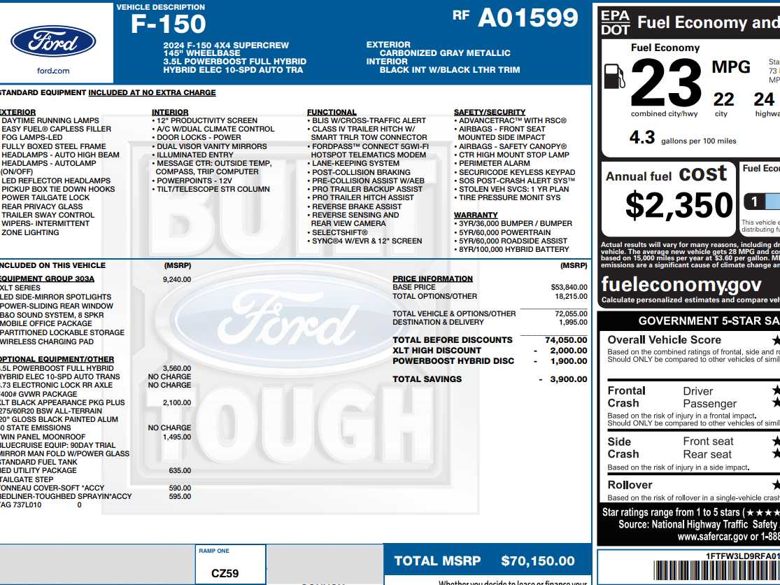 Used 2024 Ford F-150 XLT with VIN 1FTFW3LD9RFA01599 for sale in Monticello, IL