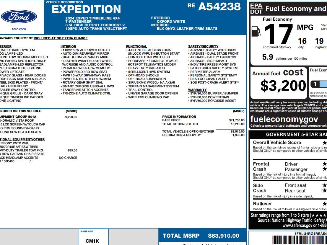 Used 2024 Ford Expedition Timberline with VIN 1FMJU1RG1REA54238 for sale in Monticello, IL