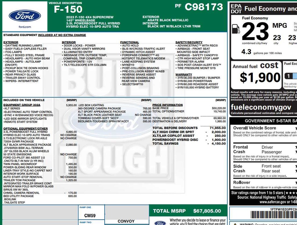 Used 2023 Ford F-150 XLT 4WD Supercrew 5.5 Box 4WD SuperCrew 5.5 Box