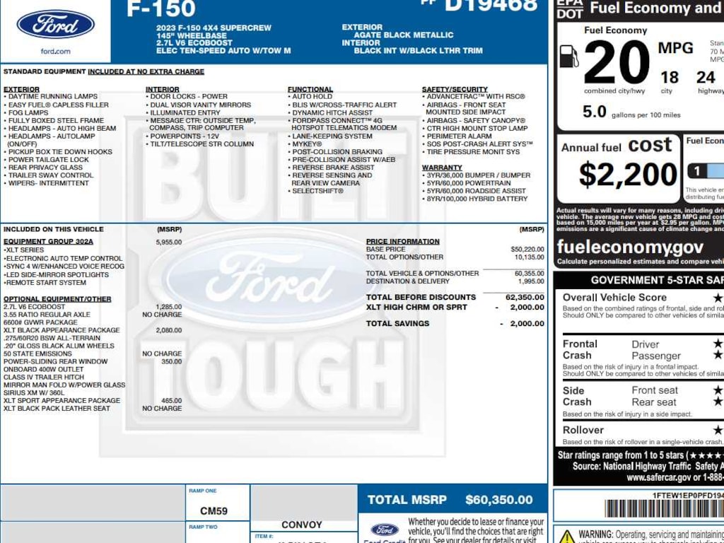 Used 2023 Ford F-150 XLT 4WD Supercrew 5.5 Box 4WD SuperCrew 5.5 Box