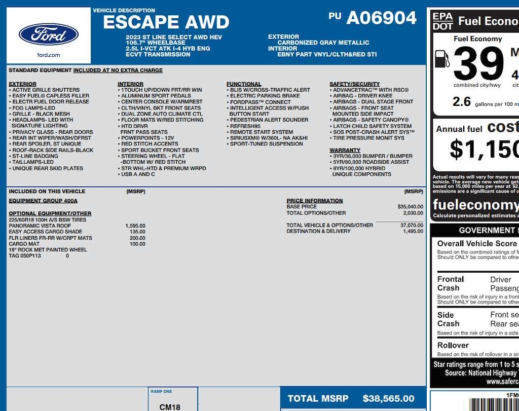 Used 2023 Ford Escape ST-Line Select AWD