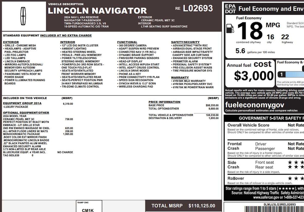 Used 2024 Lincoln Navigator L Reserve 4x4