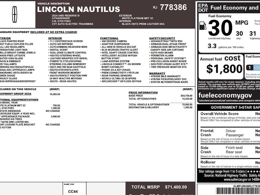 Used 2024 Lincoln Nautilus Reserve AWD