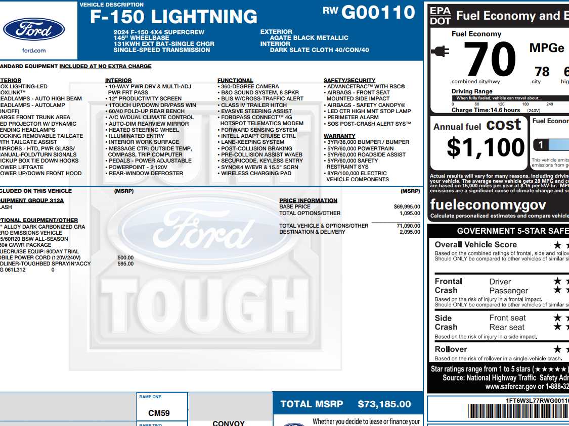 Used 2024 Ford F-150 Lightning Flash with VIN 1FT6W3L77RWG00110 for sale in Monticello, IL