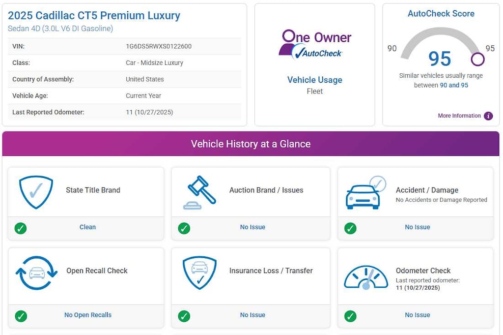 Used 2025 CADILLAC CT5 Premium Luxury Sdn