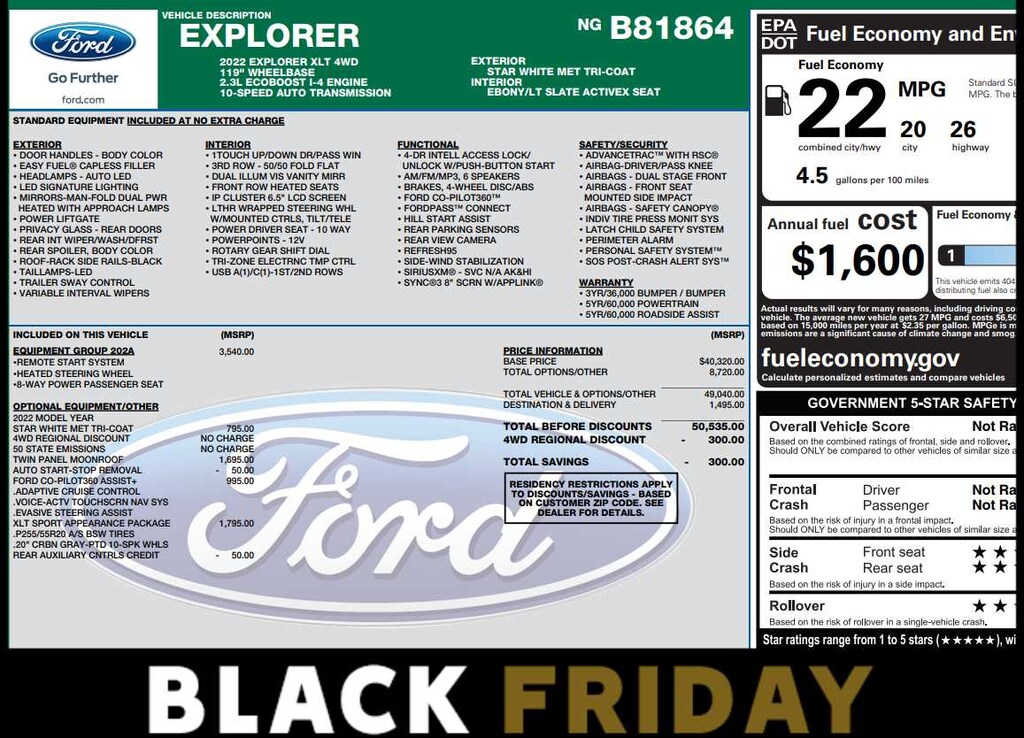 Used 2022 Ford Explorer XLT 4WD