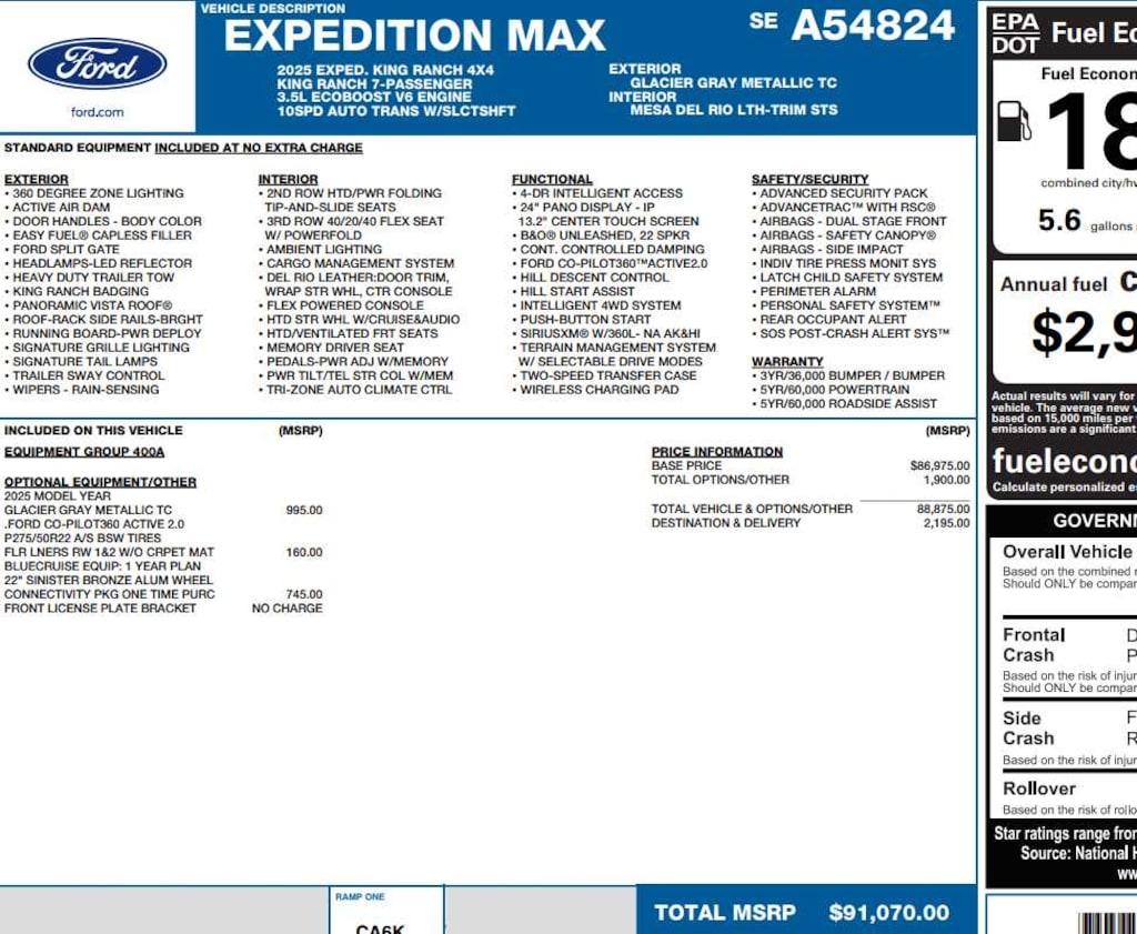 New 2025 Ford Expedition Max King Ranch 4x4