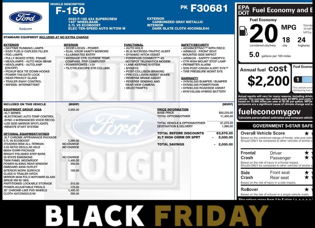 Used 2023 Ford F-150 XLT 4WD Supercrew 5.5 Box 4WD SuperCrew 5.5 Box