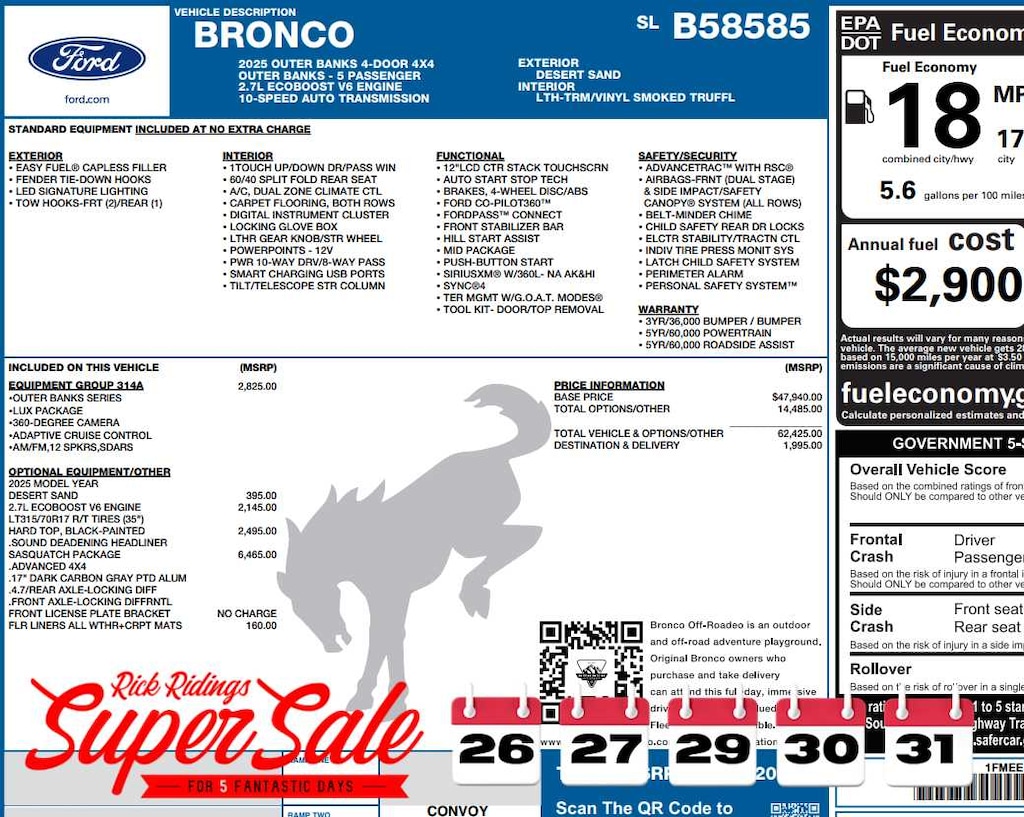 New 2025 Ford Bronco Outer Banks 4x4