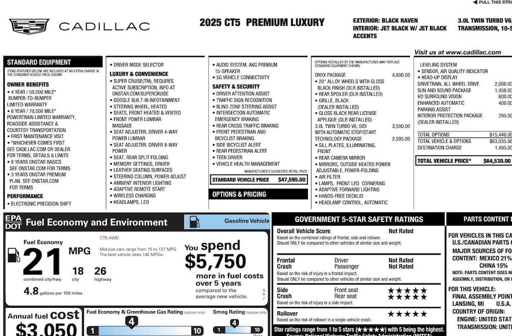 Used 2025 CADILLAC CT5 Premium Luxury Sdn