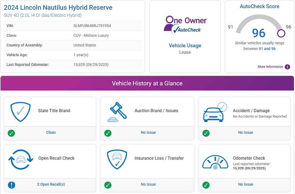 Used 2024 Lincoln Nautilus Reserve AWD