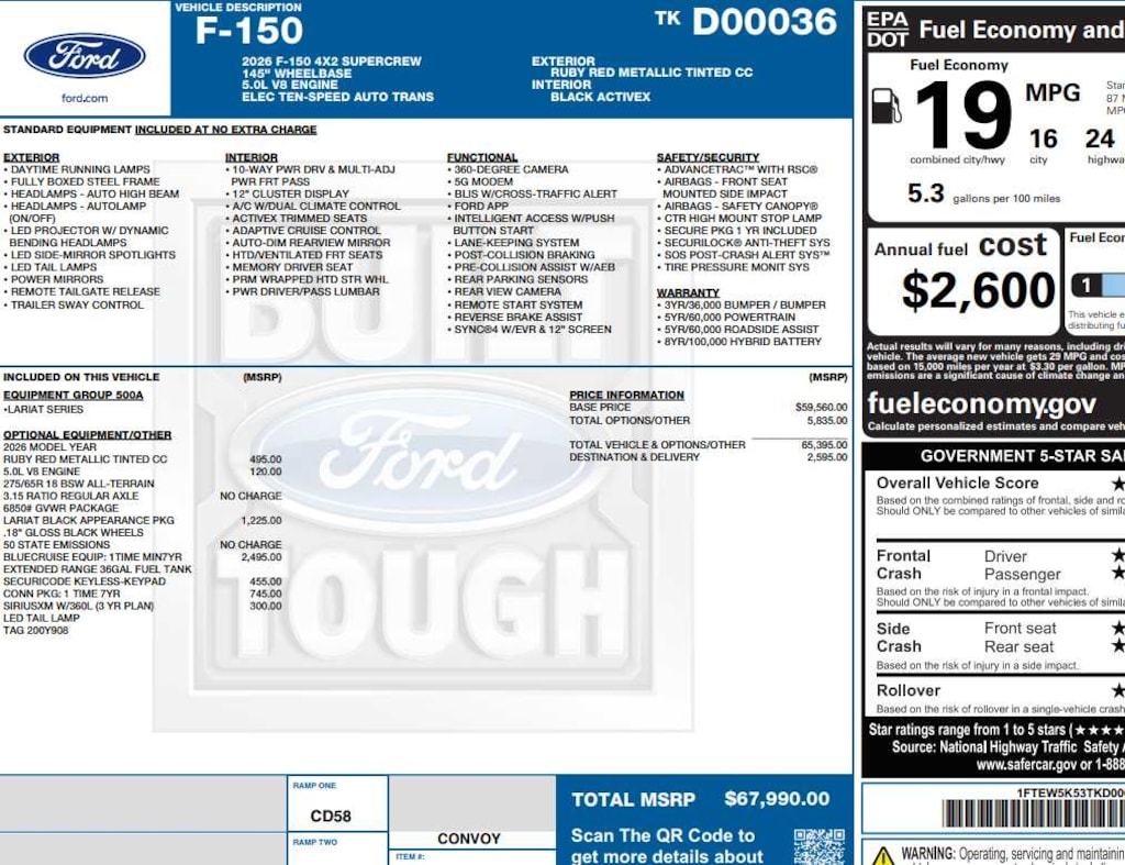 Used 2026 Ford F-150 Lariat 2WD Supercrew 5.5 Box 2WD SuperCrew 5.5 Box
