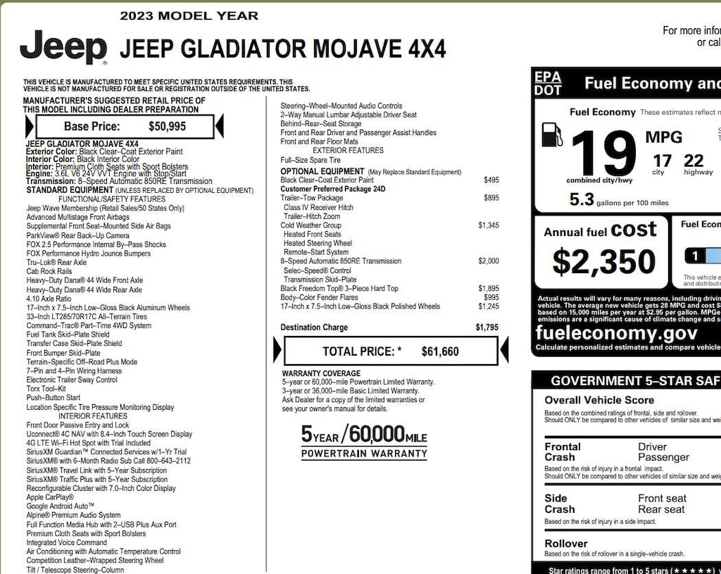 Used 2023 Jeep Gladiator Mojave 4x4 4x4