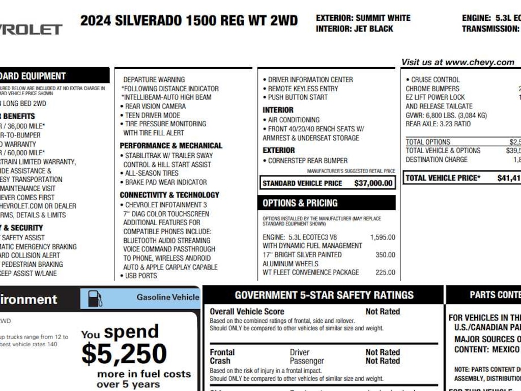 Used 2024 Chevrolet Silverado 1500 Work Truck 2WD Reg Cab 140 2WD Reg Cab 140