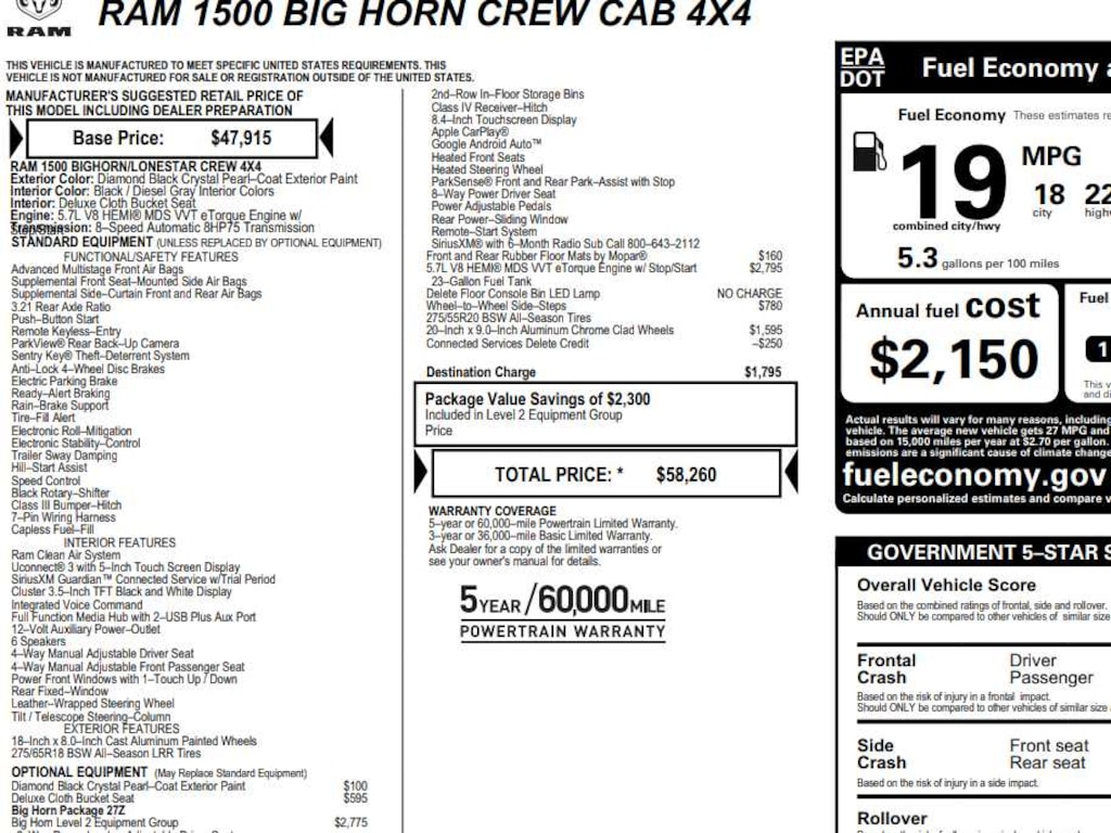 Used 2022 Ram 1500 Big Horn 4x4 Crew Cab 57 Box 4x4 Crew Cab 57 Box
