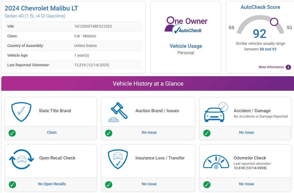 Used 2024 Chevrolet Malibu LT Sdn