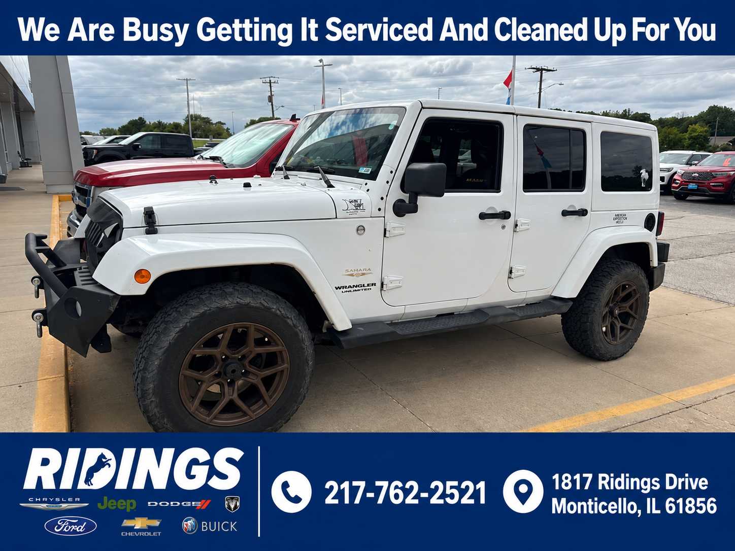 Used 2013 Jeep Wrangler Unlimited Sahara with VIN 1C4BJWEGXDL543598 for sale in Monticello, IL