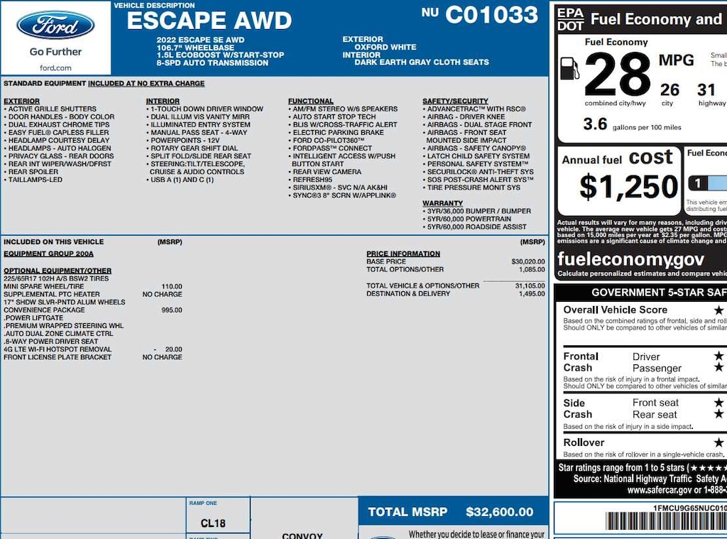 Used 2022 Ford Escape SE AWD