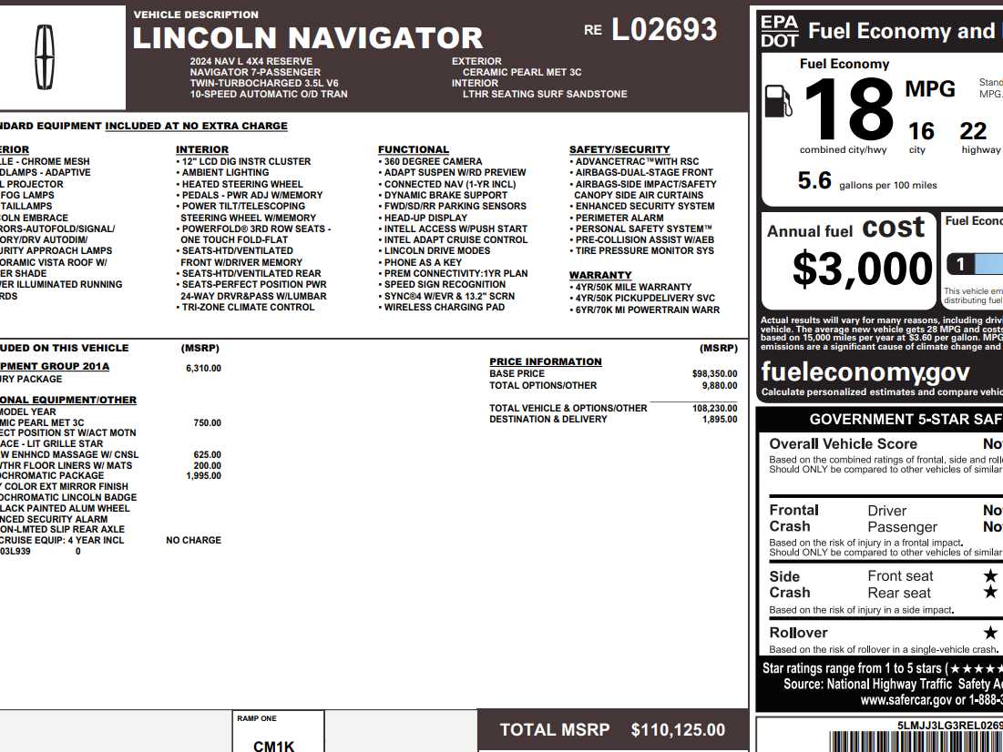Used 2024 Lincoln Navigator Reserve L with VIN 5LMJJ3LG3REL02693 for sale in Monticello, IL